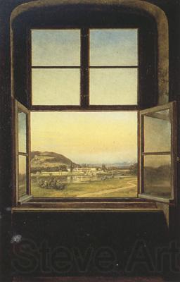Johan Christian Dahl View of Pillnitz Castle from a Window (mk22) Norge oil painting art